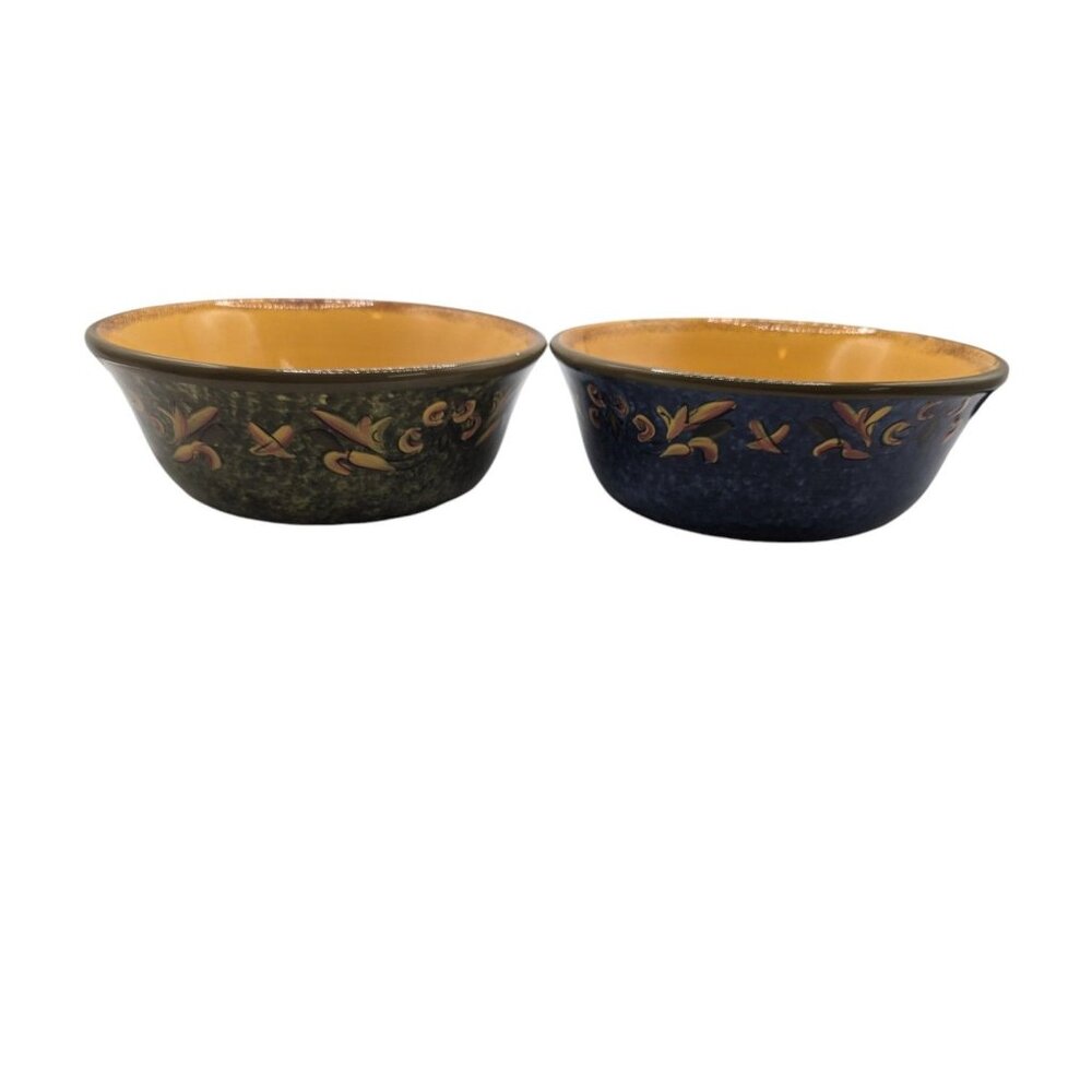 Set Of 2 Vintage Hand-Painted Casa Christina Ceramic Bowls With Floral Interior - Picture 9 of 15